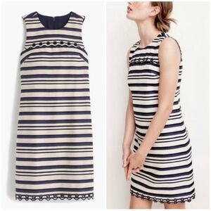 J. Crew Striped Scalloped Shift Dress with Grommets